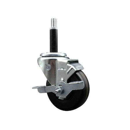Service Caster 3.5'' SS Phenolic Swivel 3/4'' Expanding Stem Caster with Brake SCC-SSEX20S3514-PHS-TLB-34